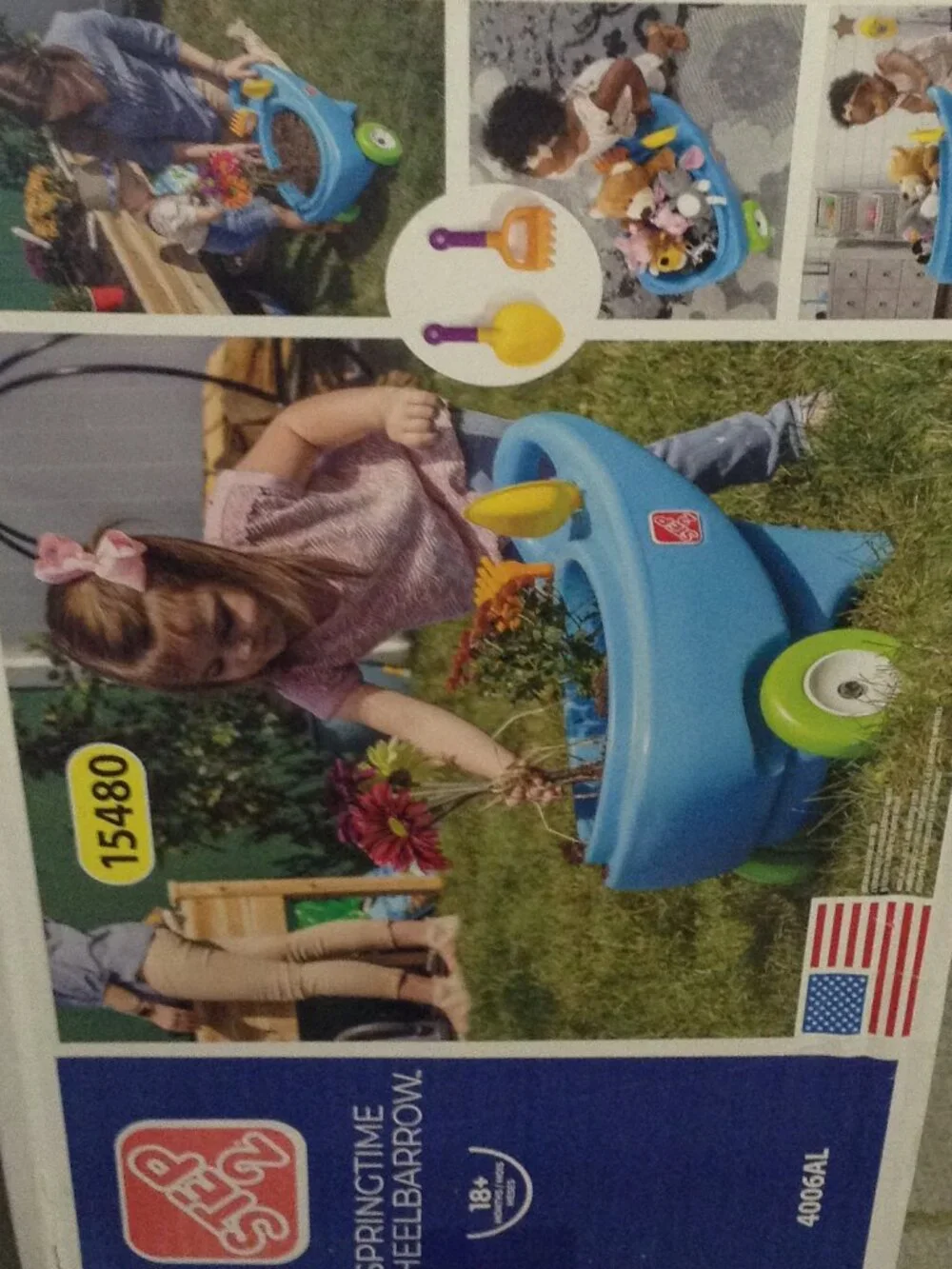 NWOT Step 2 Springtime Wheel Barrow 18+ months with tools Kidcore Gardening Fun